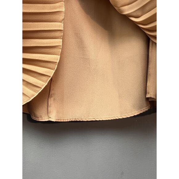 J.Crew Pleated A-Line Mini Skirt Womens size 00 Tan Lined Lightweight Beige Prep - Picture 5 of 7